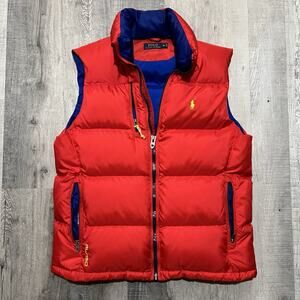 Polo Ralph Lauren Vest Mens M Red Goose Down Puffer RL/150 Zip Pockets RRL